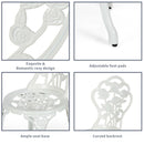 Outdoor 3PCS Cast Aluminum Patio Bistro Furniture Set Rose Design White