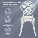 Outdoor 3PCS Cast Aluminum Patio Bistro Furniture Set Rose Design White