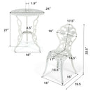 Outdoor 3PCS Cast Aluminum Patio Bistro Furniture Set Rose Design White