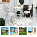 Outdoor 3PCS Cast Aluminum Patio Bistro Furniture Set Rose Design White