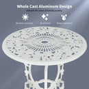 Outdoor 3PCS Cast Aluminum Patio Bistro Furniture Set Rose Design White