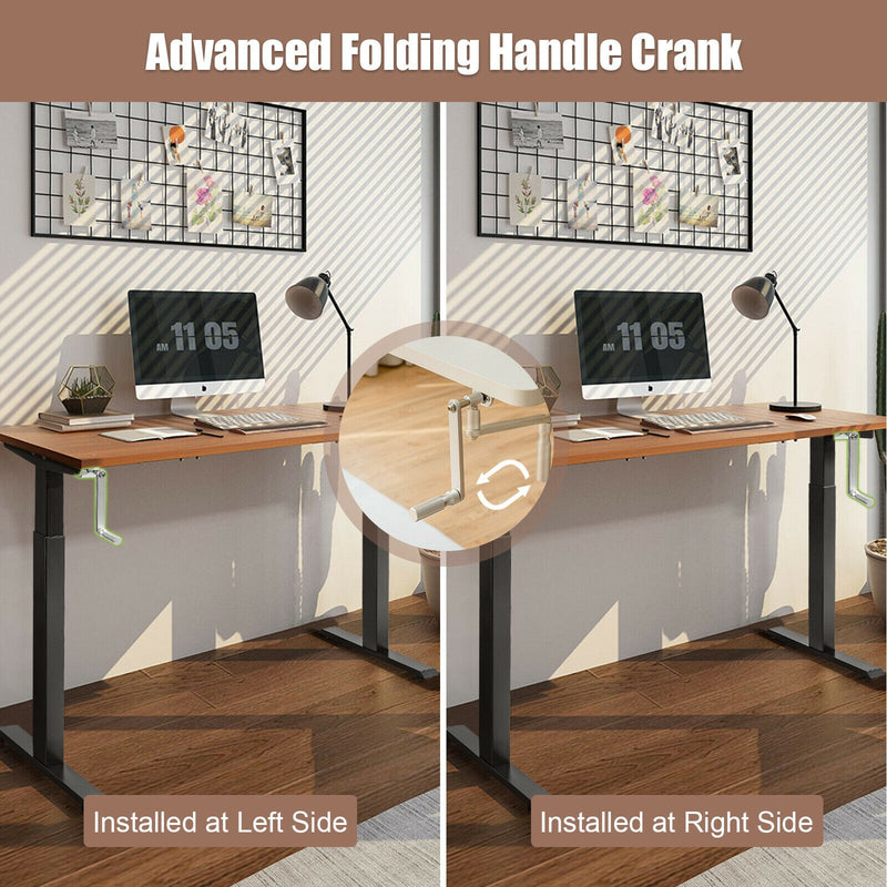 Hand Crank Sit to Stand Desk Frame Height Adjustable Standing Base Black  HW67624BK