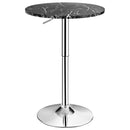 Round Pub Table Swivel Adjustable Bar Table w/ Faux Marble Top Black  HW65412BK