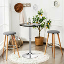 Round Pub Table Swivel Adjustable Bar Table w/ Faux Marble Top Black  HW65412BK