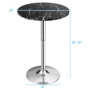 Round Pub Table Swivel Adjustable Bar Table w/ Faux Marble Top Black  HW65412BK