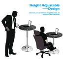 Round Pub Table Swivel Adjustable Bar Table w/ Faux Marble Top Black  HW65412BK