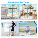 Round Pub Table Swivel Adjustable Bar Table w/ Faux Marble Top Black  HW65412BK