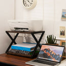 Desktop Printer Stand 2 Tiers Storage Shelves w/Anti-Skid Pads Coffee