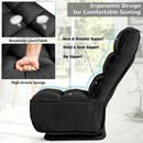 Swivel Folding Floor Chair 6-Position Gaming Chair w/ Metal Base Black