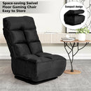 Swivel Folding Floor Chair 6-Position Gaming Chair w/ Metal Base Black