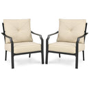 2 PCS Patio Dining Chairs Set with Padded Cushions Armrest Steel Frame