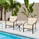 2 PCS Patio Dining Chairs Set with Padded Cushions Armrest Steel Frame