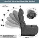 Swivel Folding Floor Chair 6-Position Gaming Chair w/ Metal Base Grey
