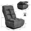 Swivel Folding Floor Chair 6-Position Gaming Chair w/ Metal Base Grey
