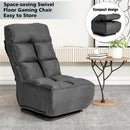 Swivel Folding Floor Chair 6-Position Gaming Chair w/ Metal Base Grey