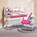 Adjustable Kids Study Desk Drafting Table Chair Set w/ Bookshelf Pink