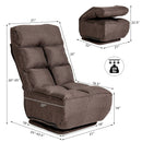 Swivel Folding Floor Chair 6-Position Gaming Chair w/ Metal Base Brown