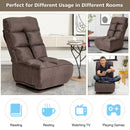 Swivel Folding Floor Chair 6-Position Gaming Chair w/ Metal Base Brown