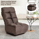 Swivel Folding Floor Chair 6-Position Gaming Chair w/ Metal Base Brown