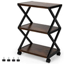 Mobile Printer Stand 3 Tier Storage Shelves Printer Cart w/ Pads Coffee