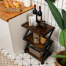 Mobile Printer Stand 3 Tier Storage Shelves Printer Cart w/ Pads Coffee