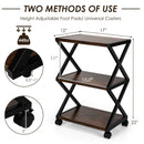Mobile Printer Stand 3 Tier Storage Shelves Printer Cart w/ Pads Coffee