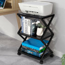 Mobile Printer Stand 3 Tier Storage Shelves Printer Cart w/ Pads Black