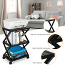 Mobile Printer Stand 3 Tier Storage Shelves Printer Cart w/ Pads Black