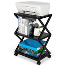 Mobile Printer Stand 3 Tier Storage Shelves Printer Cart w/ Pads Black