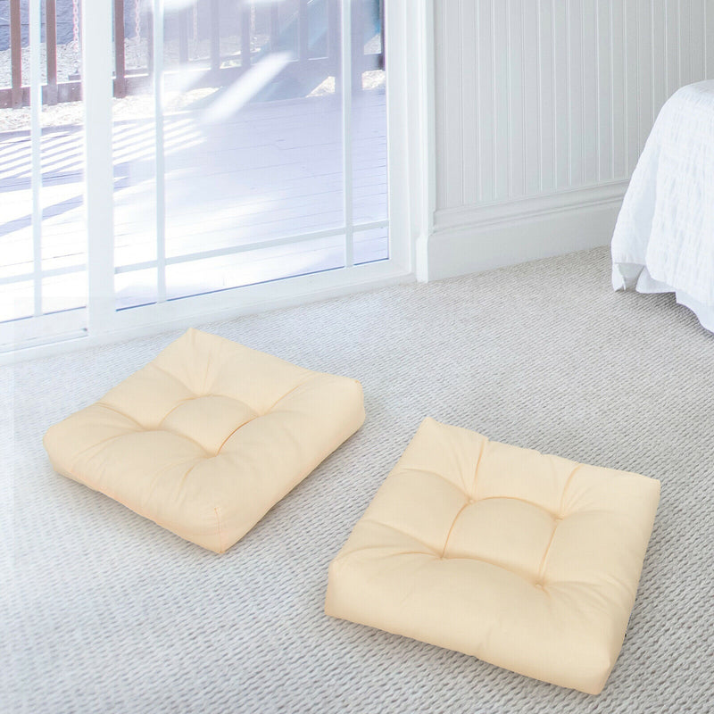 2PCS 21&quot; x 21&quot; Patio Chair Seat Cushion Pads Indoor/Outdoor Beige