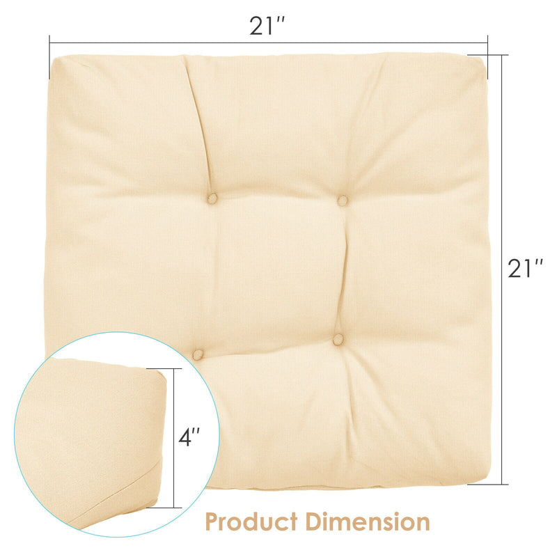 2PCS 21&quot; x 21&quot; Patio Chair Seat Cushion Pads Indoor/Outdoor Beige