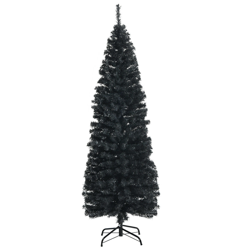 6ft Unlit Artificial Christmas Halloween Pencil Tree Black w/Metal Stand