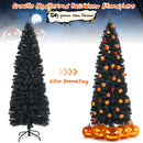 6ft Unlit Artificial Christmas Halloween Pencil Tree Black w/Metal Stand