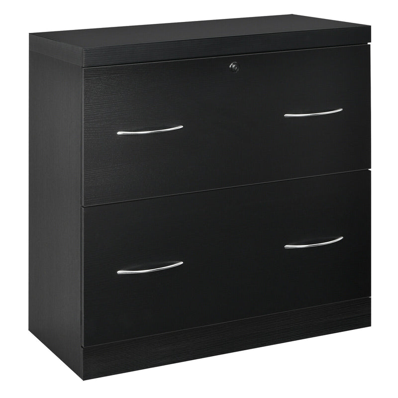 2-Drawer File Cabinet w/Lock, Hinging Bar Letter & Legal Size Black