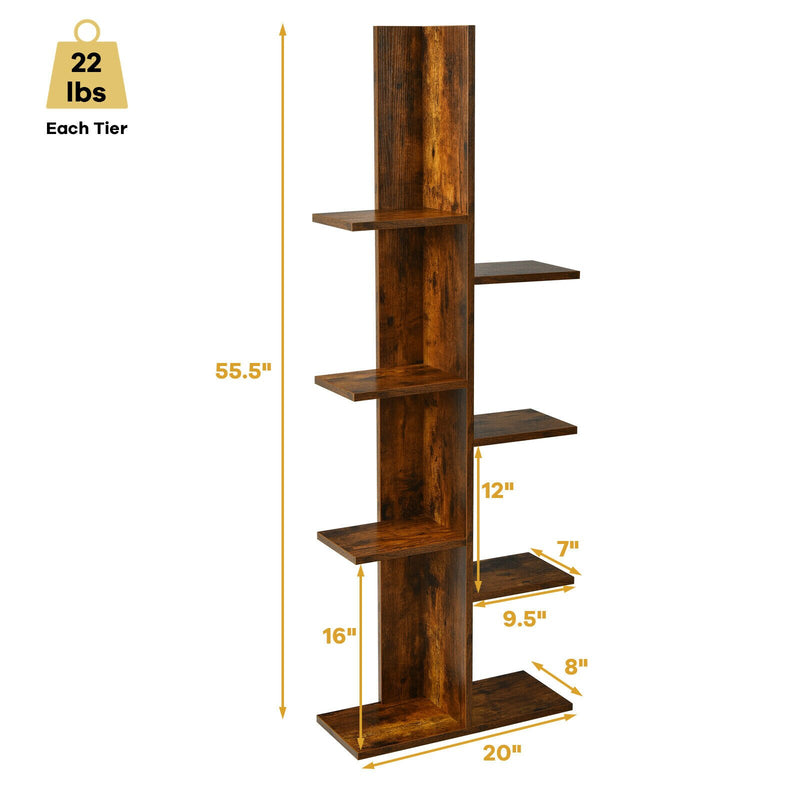8-shelf Bookcase Freestanding Tree shelf Display Storage Stand Coffee