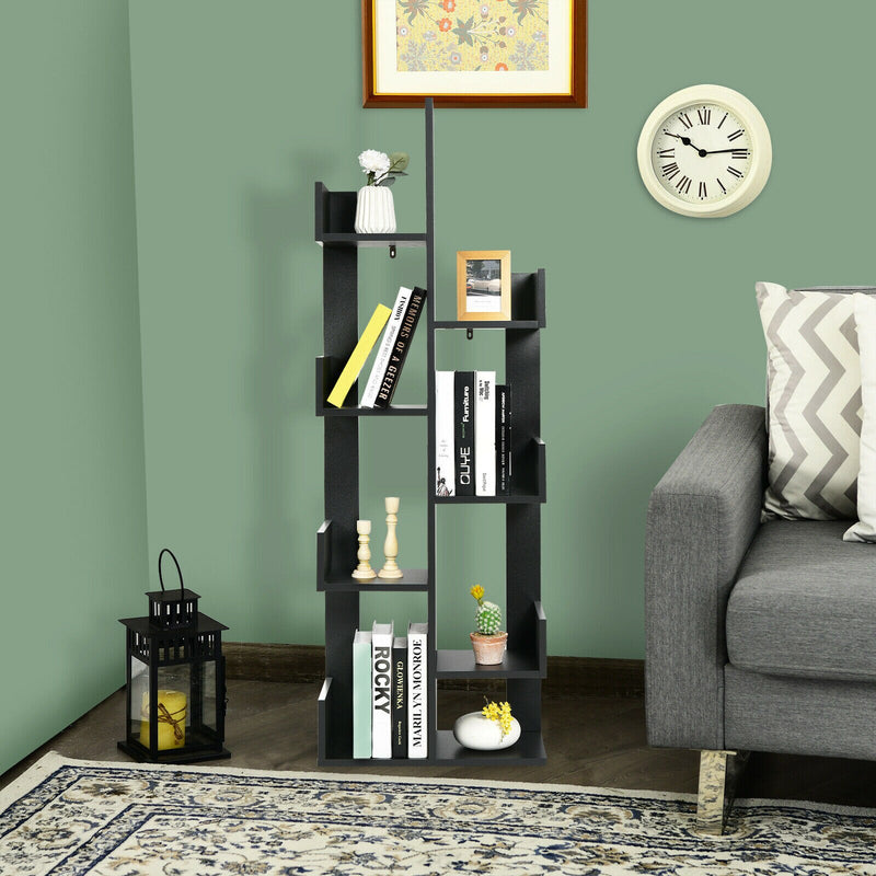 8-Shelf Bookcase Modern Tree Bookshelf Storage Decor Freestanding
