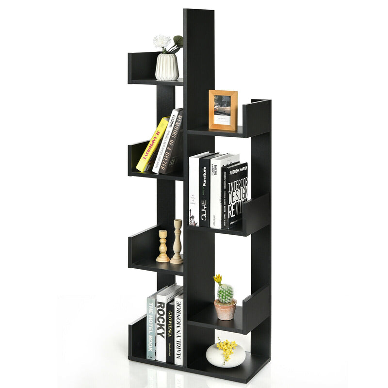 8-Shelf Bookcase Modern Tree Bookshelf Storage Decor Freestanding