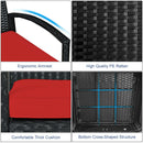 3PC Patio Rattan Furniture Set Table Conversation Sofa Cushioned Red