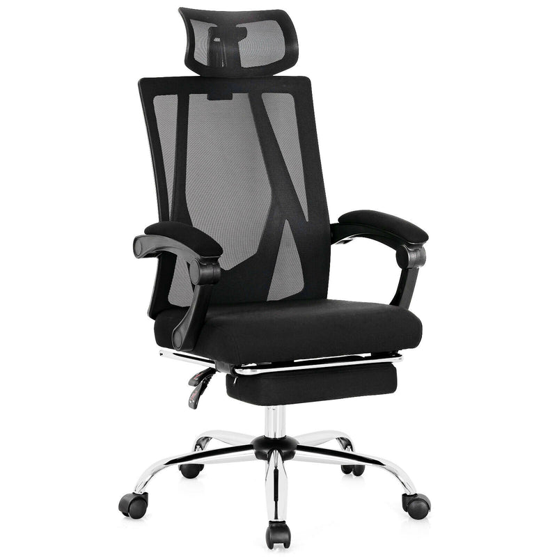Mesh Office Chair Recliner Desk Chair Height Adjustable w/Footrest Black
