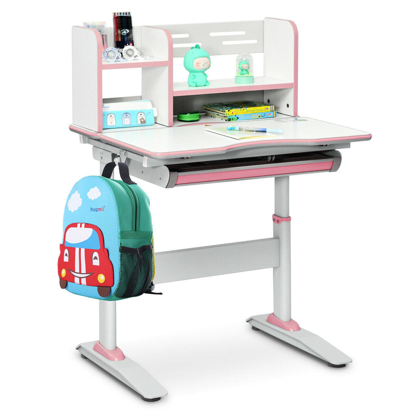 Kids Writing Desk Student Study Table Height Adjustable w/Tilt Desktop