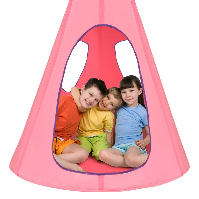 32" Kids Nest Swing Chair Hanging Hammock Seat for Indoor Outdoor Pink