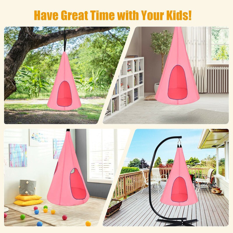 32" Kids Nest Swing Chair Hanging Hammock Seat for Indoor Outdoor Pink