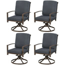 Set of 4 Patio Swivel Dining Chairs Cushioned Armrest Garden Deck Gray