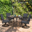 Set of 4 Patio Swivel Dining Chairs Cushioned Armrest Garden Deck Gray
