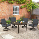 Set of 4 Patio Swivel Dining Chairs Cushioned Armrest Garden Deck Gray