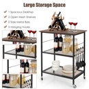 3-Tier Kitchen Serving Cart Utility Standing Microwave Rack w/ Hooks