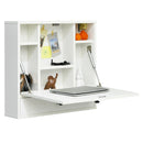 Wall-Mount Floating Desk Foldable Space Saving Laptop Workstation White