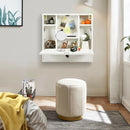 Wall-Mount Floating Desk Foldable Space Saving Laptop Workstation White