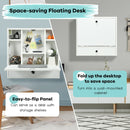 Wall-Mount Floating Desk Foldable Space Saving Laptop Workstation White