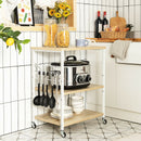 3-Tier Kitchen Baker's Rack Microwave Oven Storage Cart w/ Hooks